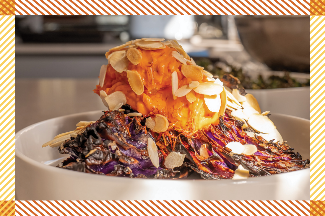 Roasted Red Cabbage with Harissa Butter & Toasted Almonds